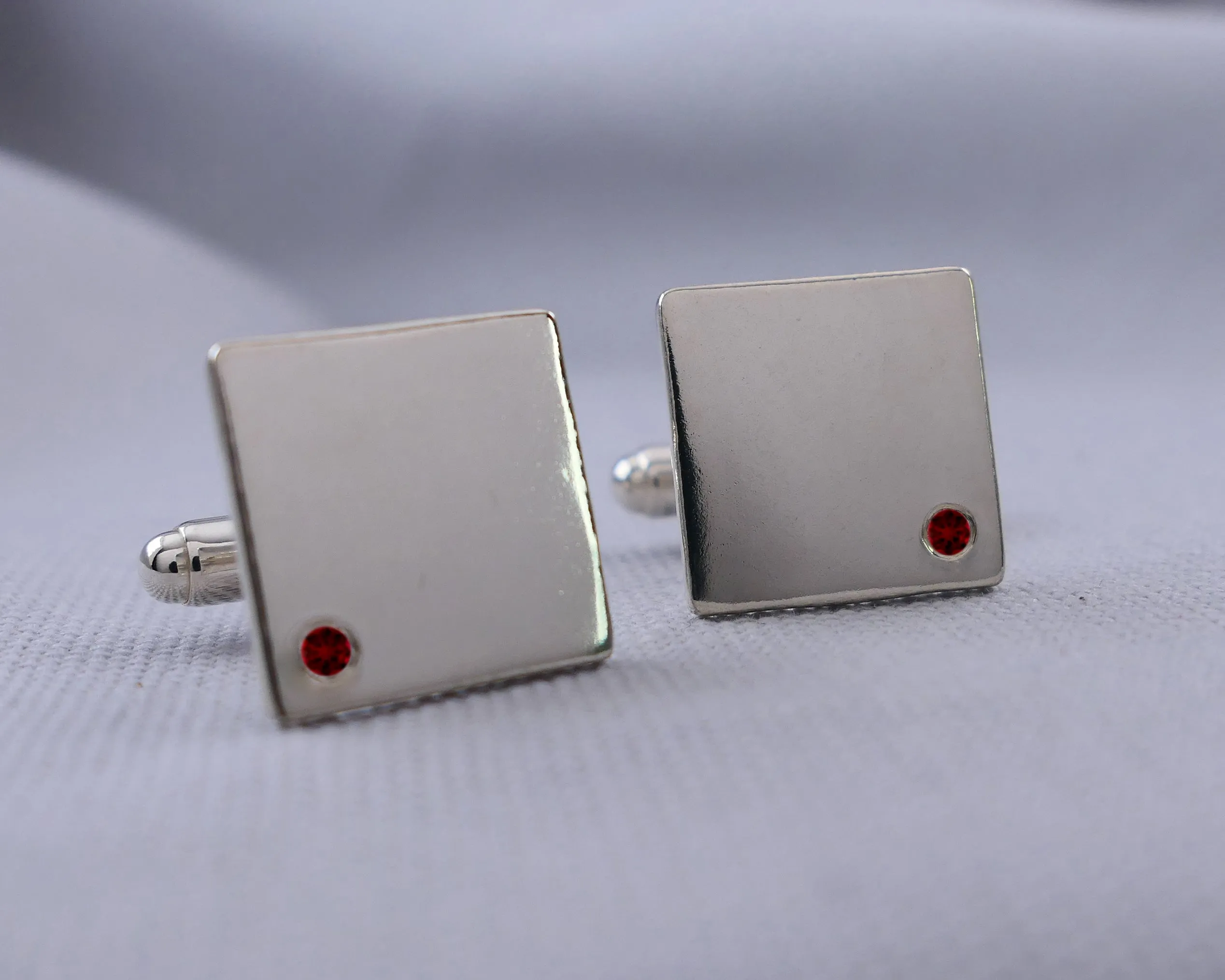 Sterling Silver Ruby Cuff Links