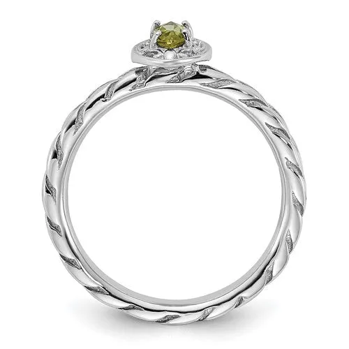 Sterling Silver Stackable Expressions Marquise Peridot Ring