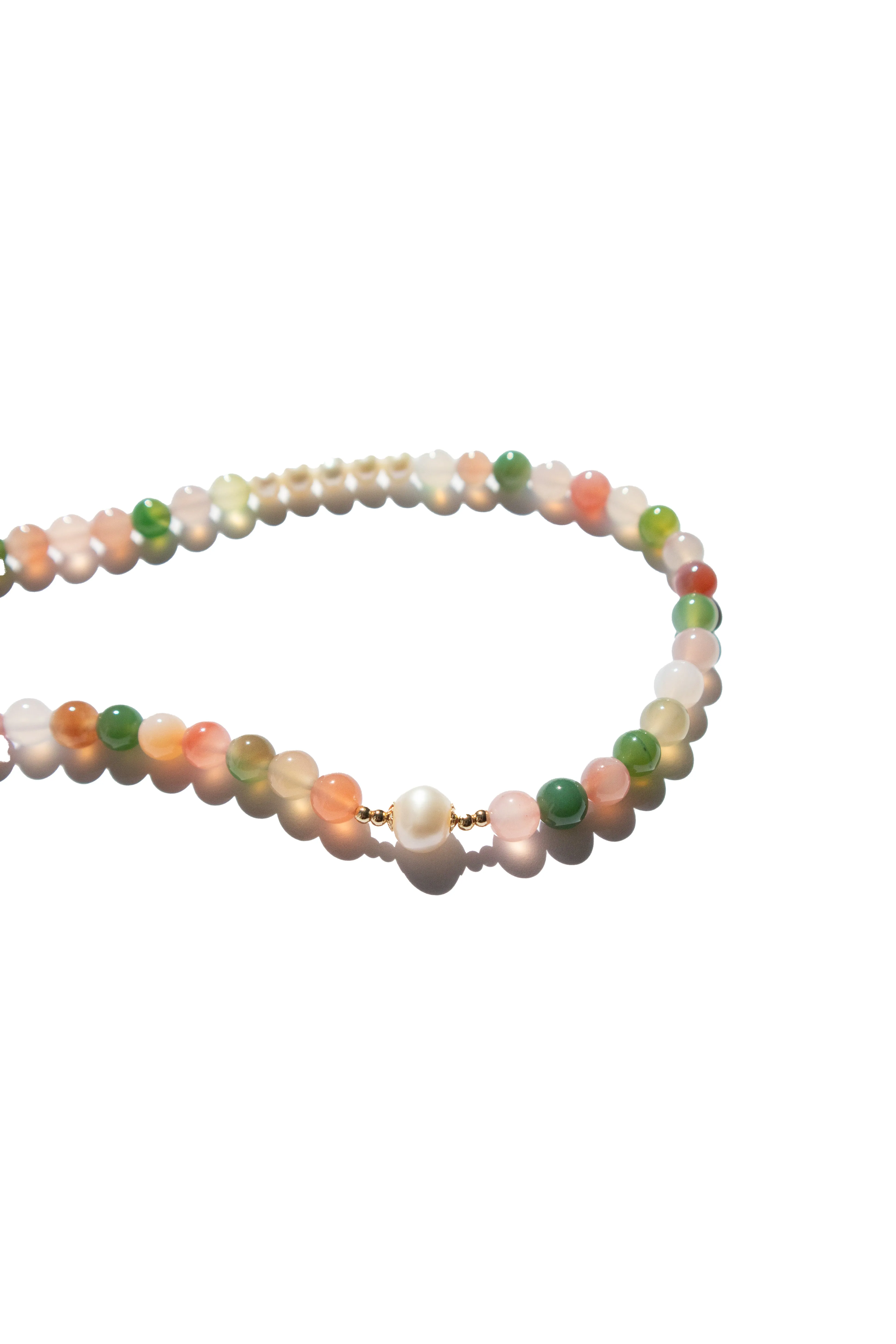 Summer — Beaded gemstone & pearl choker necklace