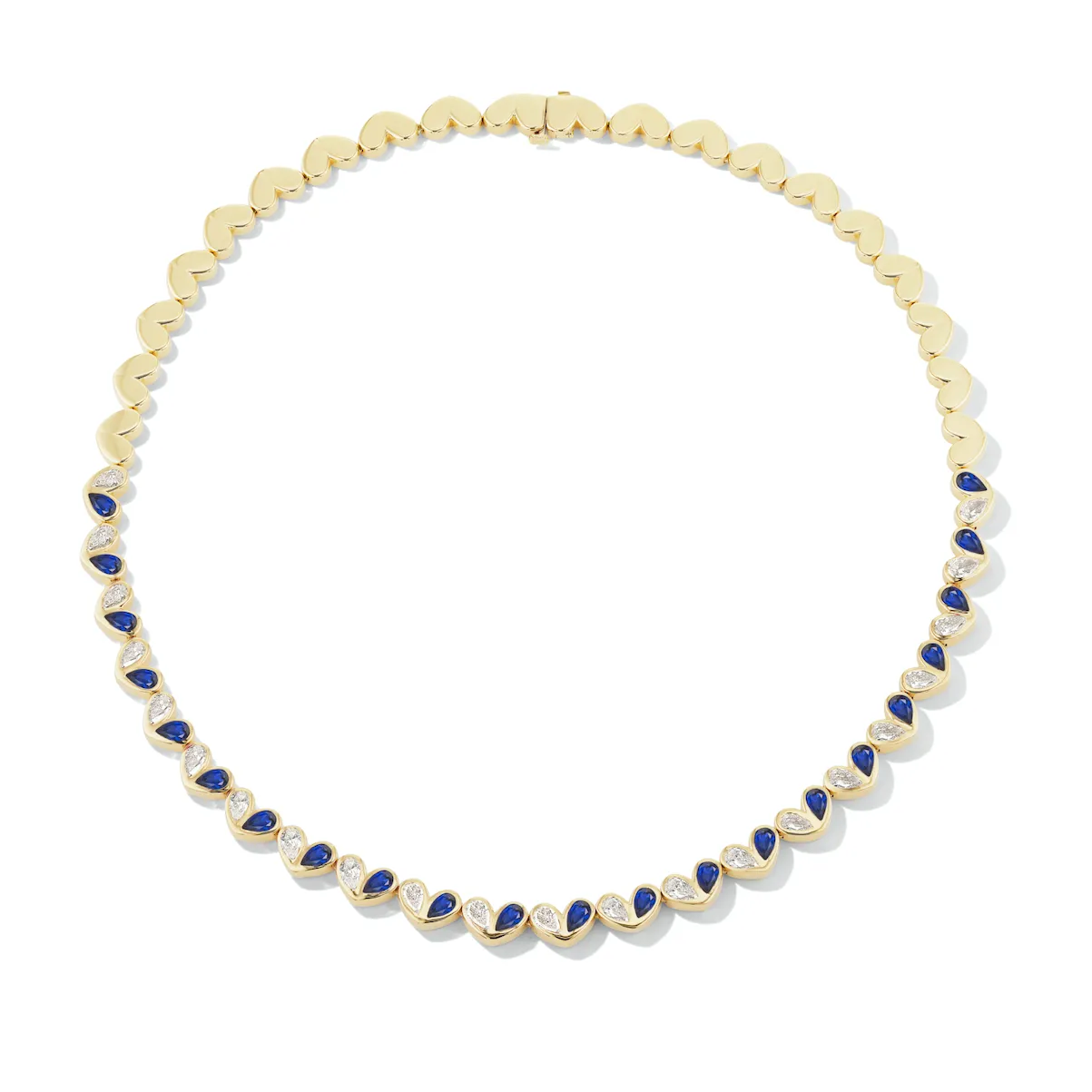 Sweetheart Tennis Necklace Diamond & Blue Sapphire