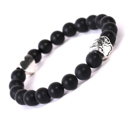 Tiger's Eye Indian Onyx Dog Paw Bracelet