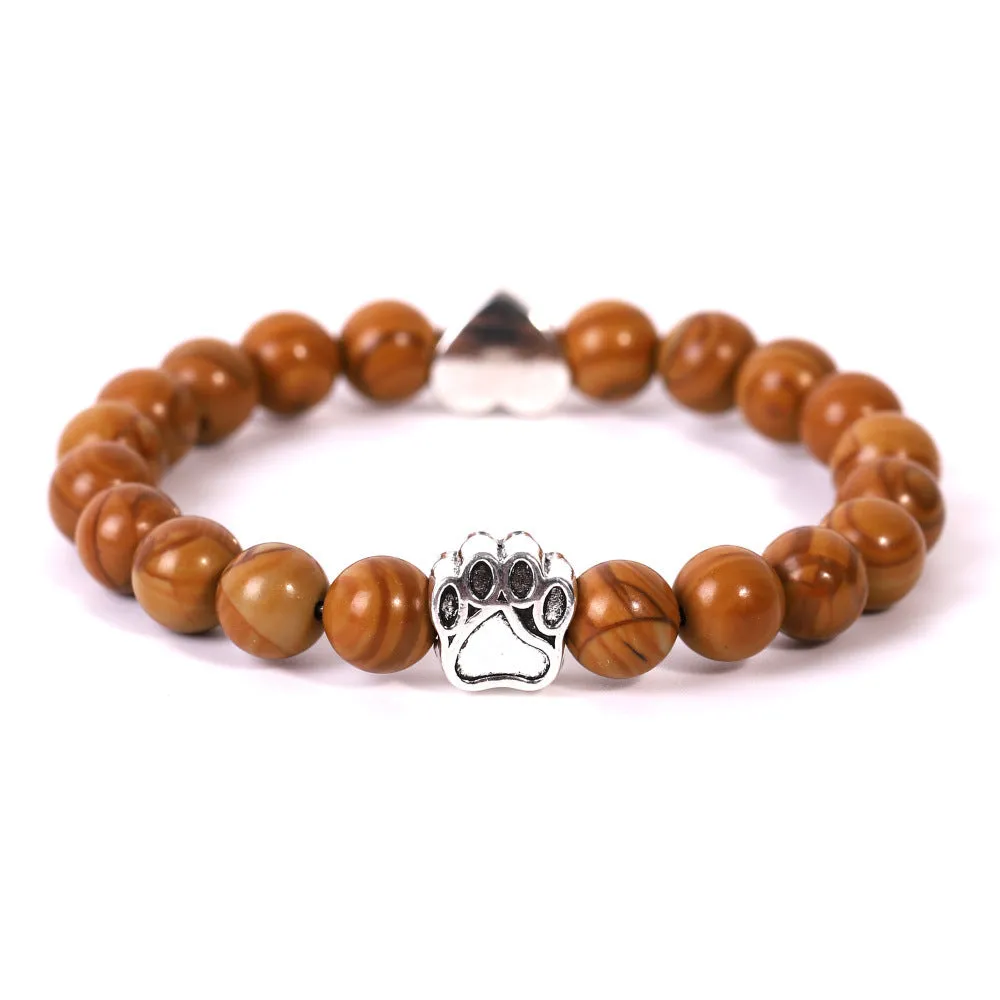 Tiger's Eye Indian Onyx Dog Paw Bracelet