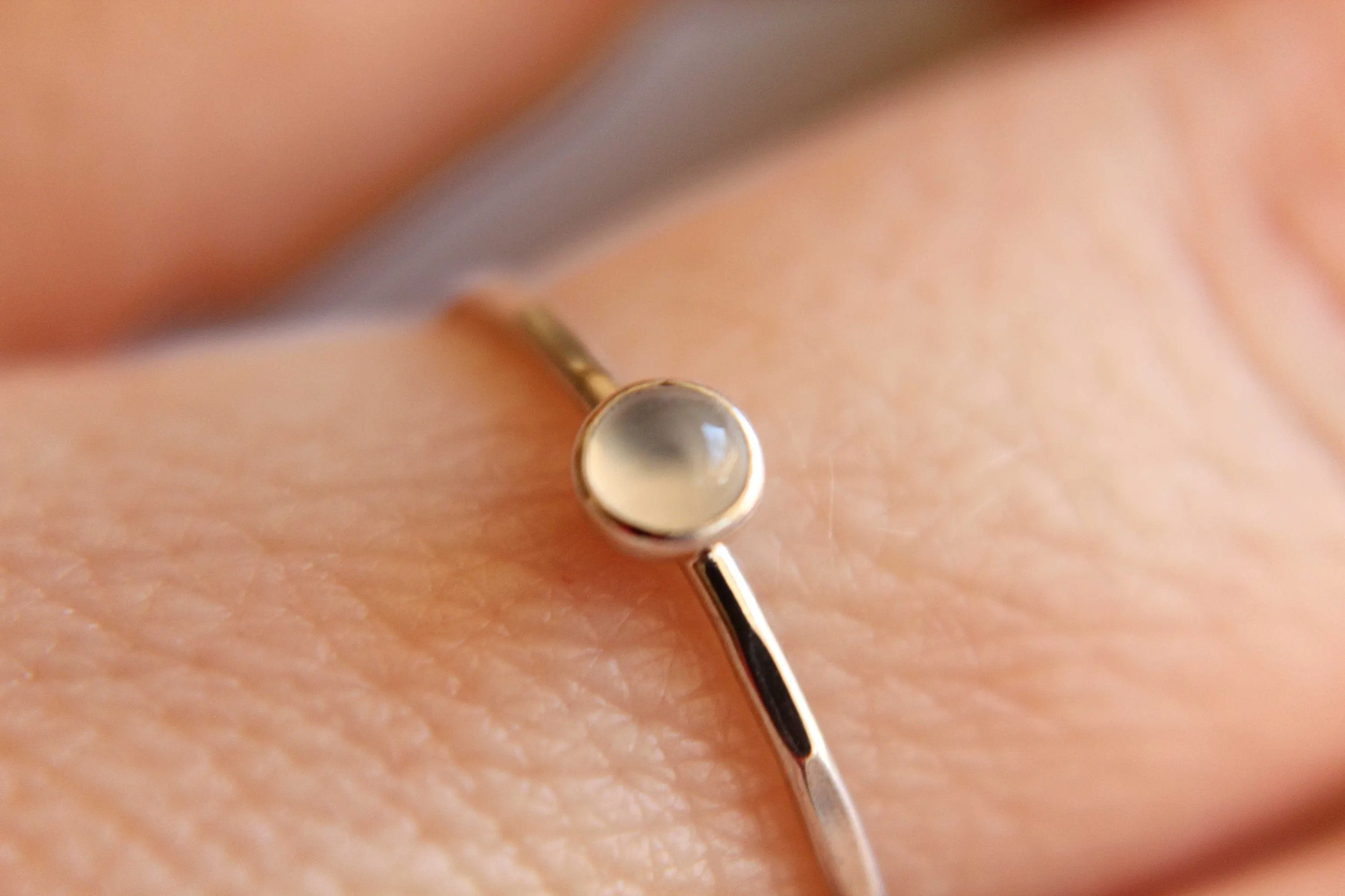 Tiny Moonstone Ring, Sterling Silver Moonstone Ring, Dainty Ring, Tiny White Moonstone Ring, Thin Ring, June Birthstone, Moonstone, Gift