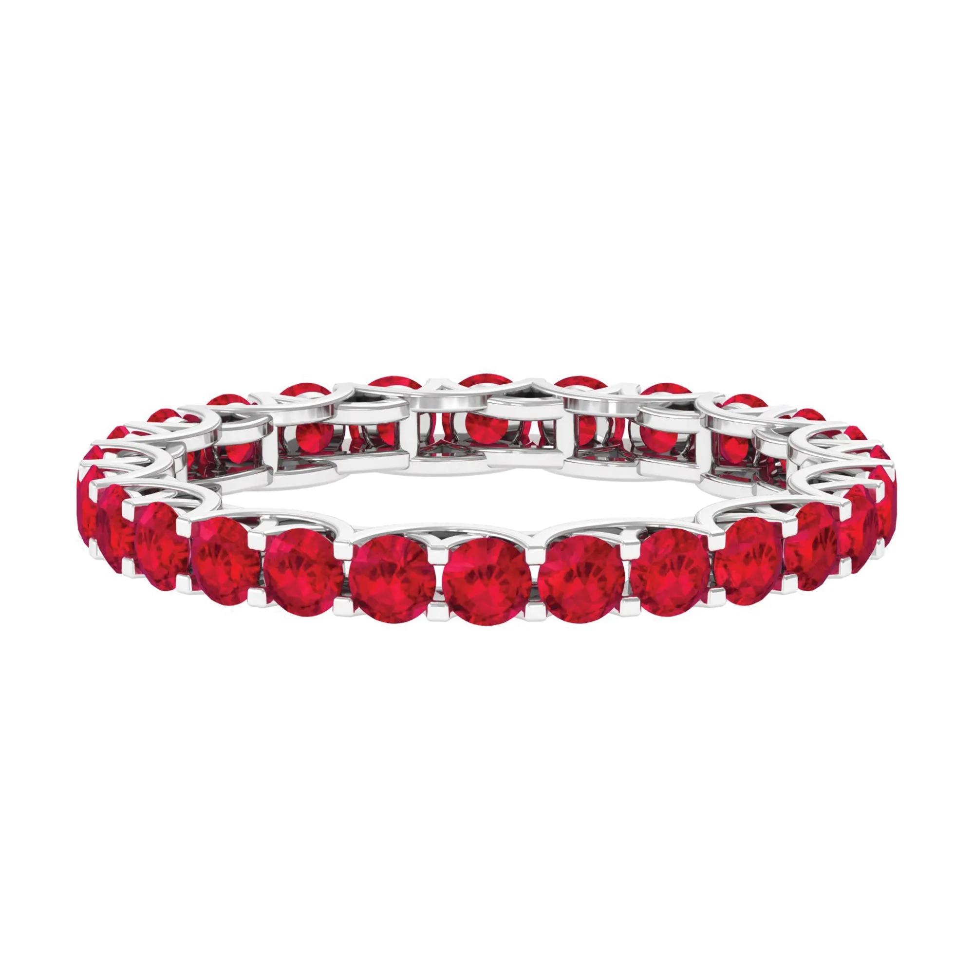 Trellis Set Round Cut Created Ruby Full Eternity Band Ring