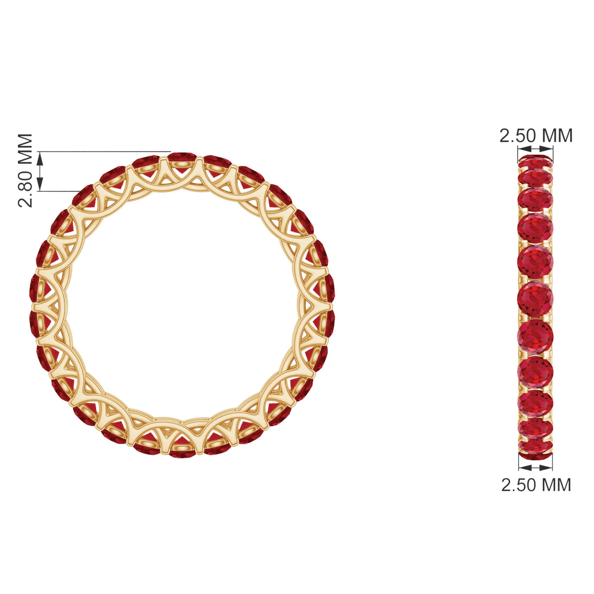 Trellis Set Round Cut Created Ruby Full Eternity Band Ring