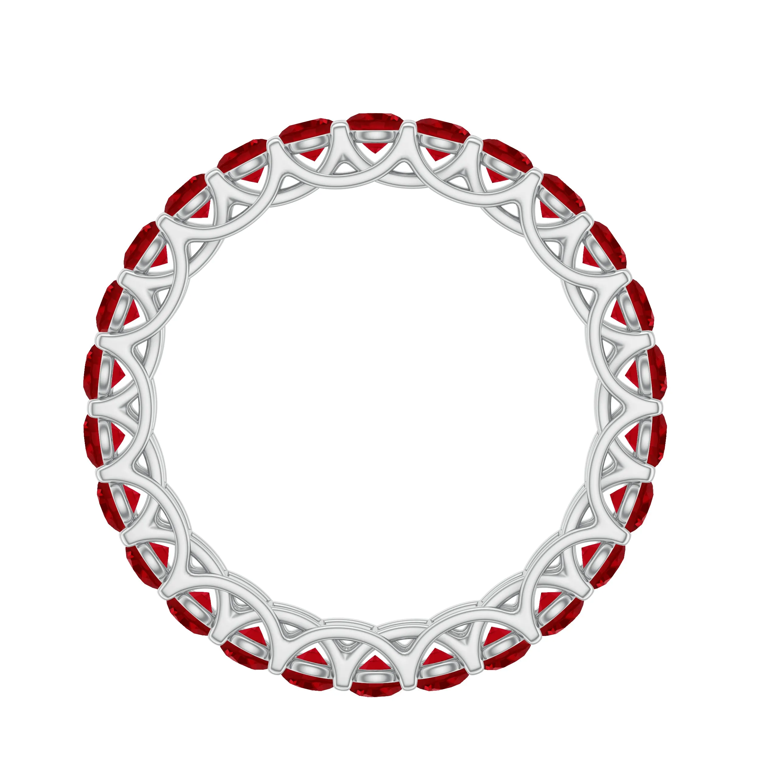 Trellis Set Round Cut Created Ruby Full Eternity Band Ring