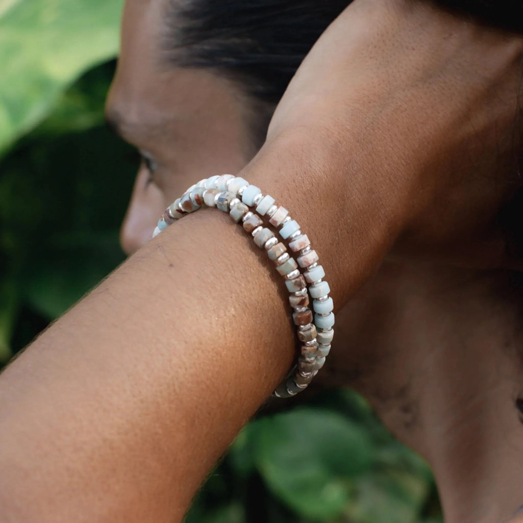 Ubud Stone Beaded Bracelet Aqua