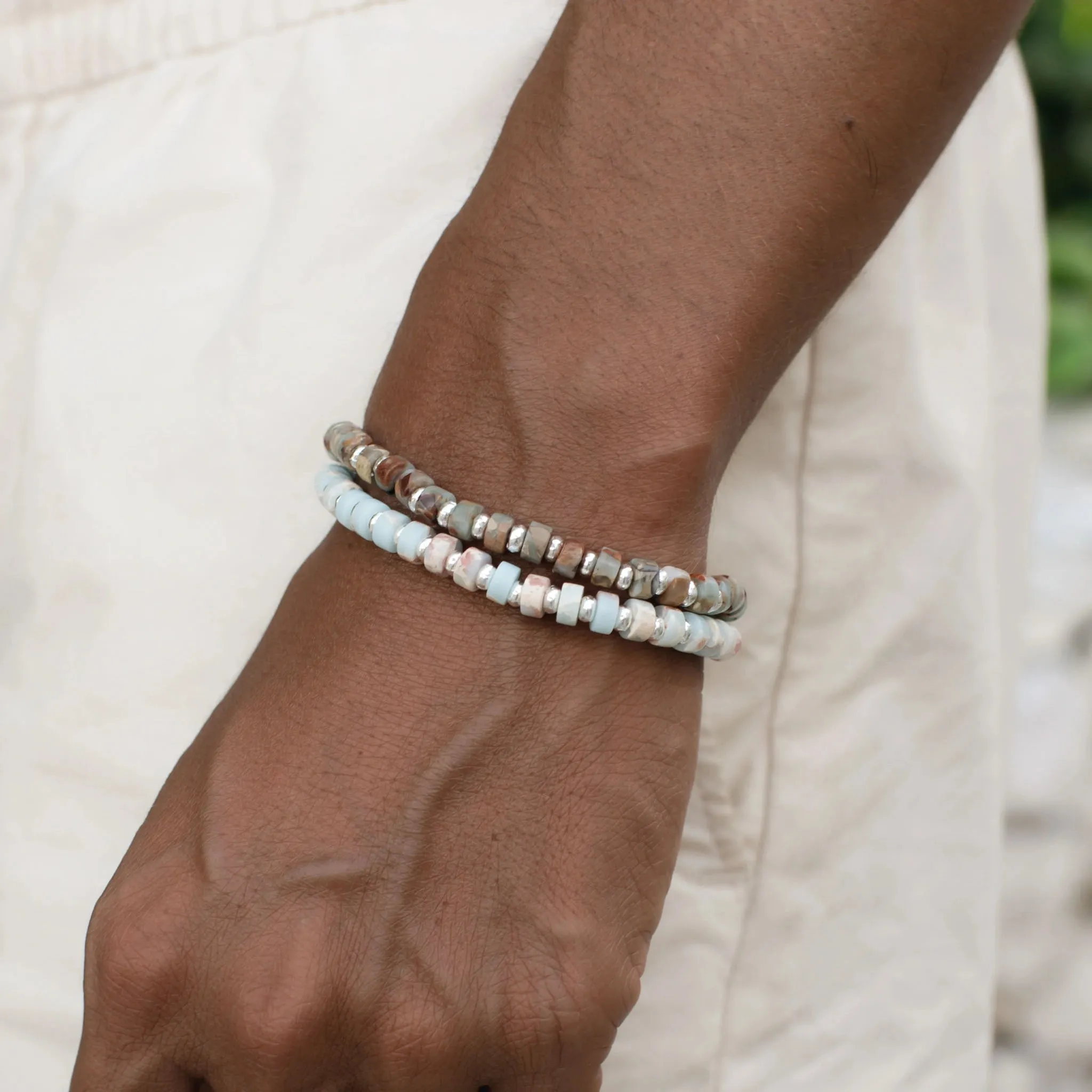 Ubud Stone Beaded Bracelet Aqua