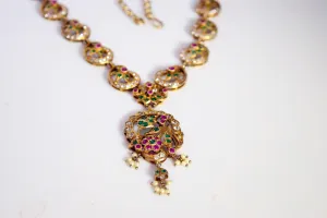 Vintage Indian Silver and Gem Necklace