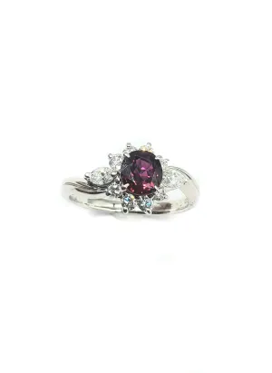 Vintage Platinum Ruby and Diamond Ring