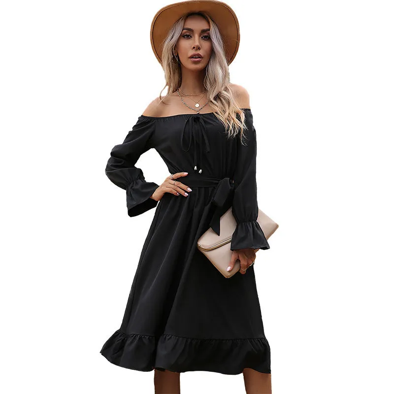 Waves Will Fade Pocketed Off The Shoulder Dress - Onyx