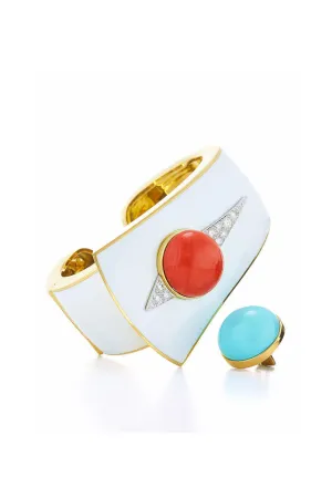 White Interchangeable Button Cuff Bracelet